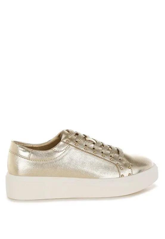 Cincinati Metallic Pleather Chunky Sneakers for Comfort - Love Salve
